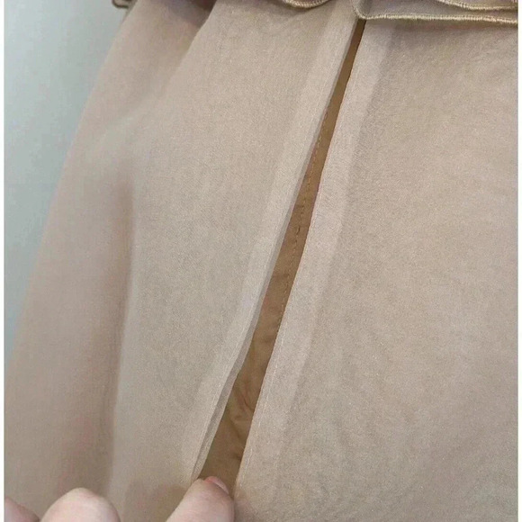 Vintage Lillie Rubin Light Brown Tan Mesh Ruffle Dress Coquette Romantic Twee - Picture 16 of 16